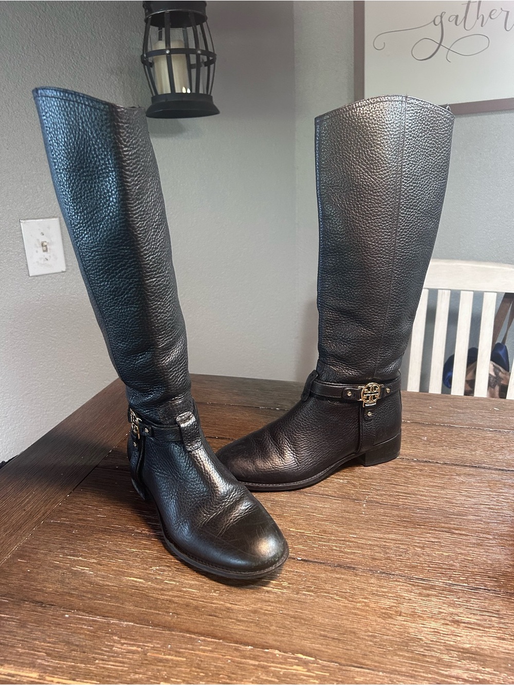 Tory Burch pebbled leather riding boots size 7.5